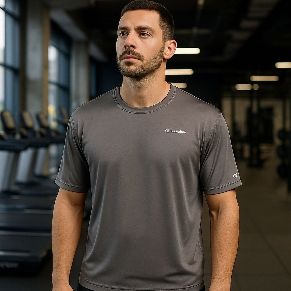 Champion Performance Athletic T-Shirt XLGray Moisture Wicking Gym Tee Athletic